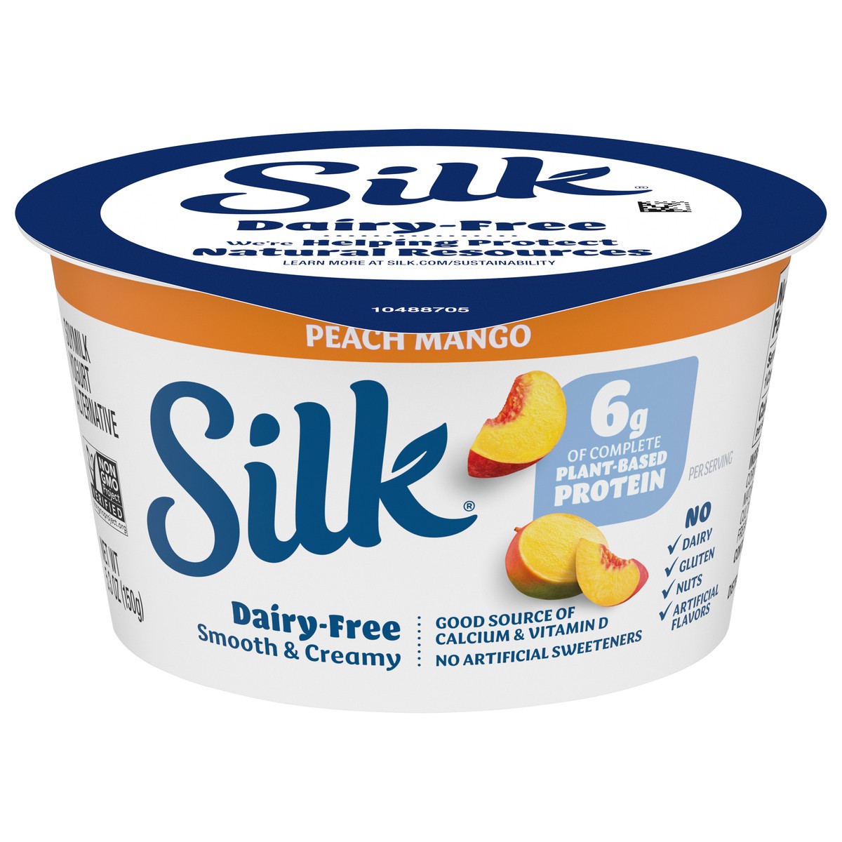 slide 1 of 14, Silk Peach Mango Dairy Free, Plant Based Soy Milk Yogurt Alternative, 5.3 OZ Container, 5.3 oz