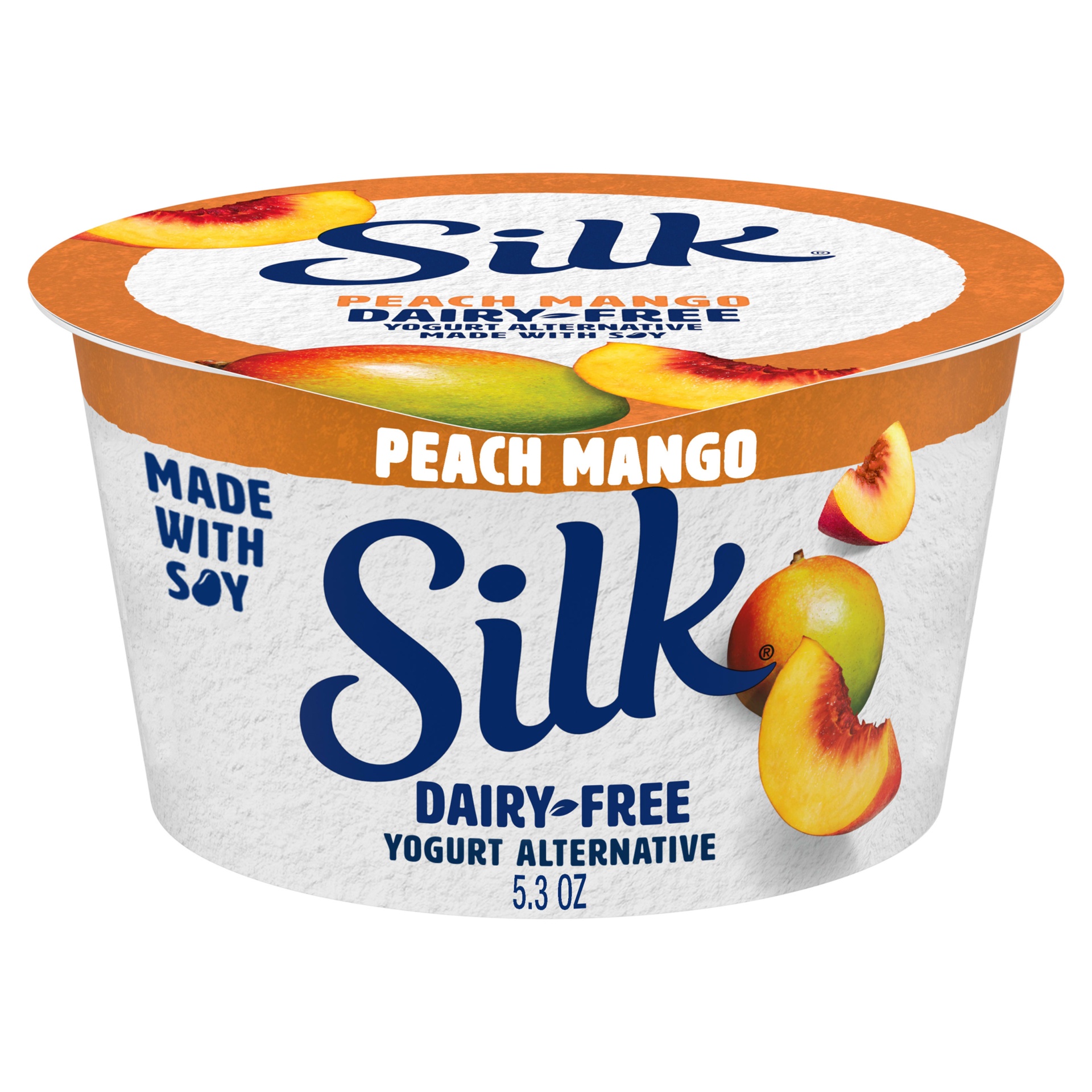 slide 1 of 9, Silk Dairy-Free Peach & Mango Yogurt, 