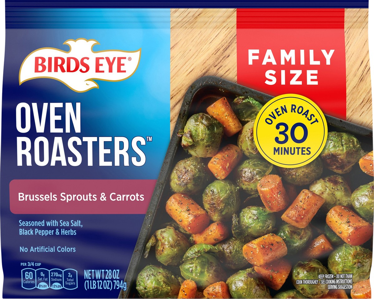 slide 1 of 5, Birds Eye Oven Roasters Family Size Brussels Sprouts & Carrots 28 oz Bag, 28 oz