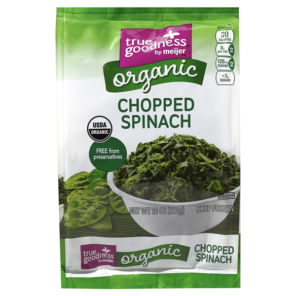 slide 1 of 1, True Goodness Organic Chopped Spinach, 10 oz