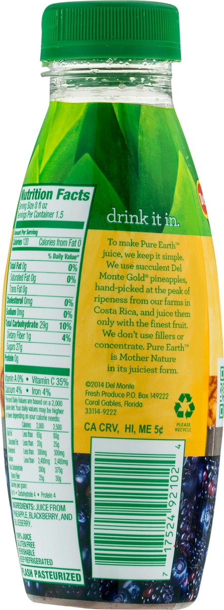 slide 4 of 12, Del Monte Pure Earth Juice 12 fl oz, 12 fl oz