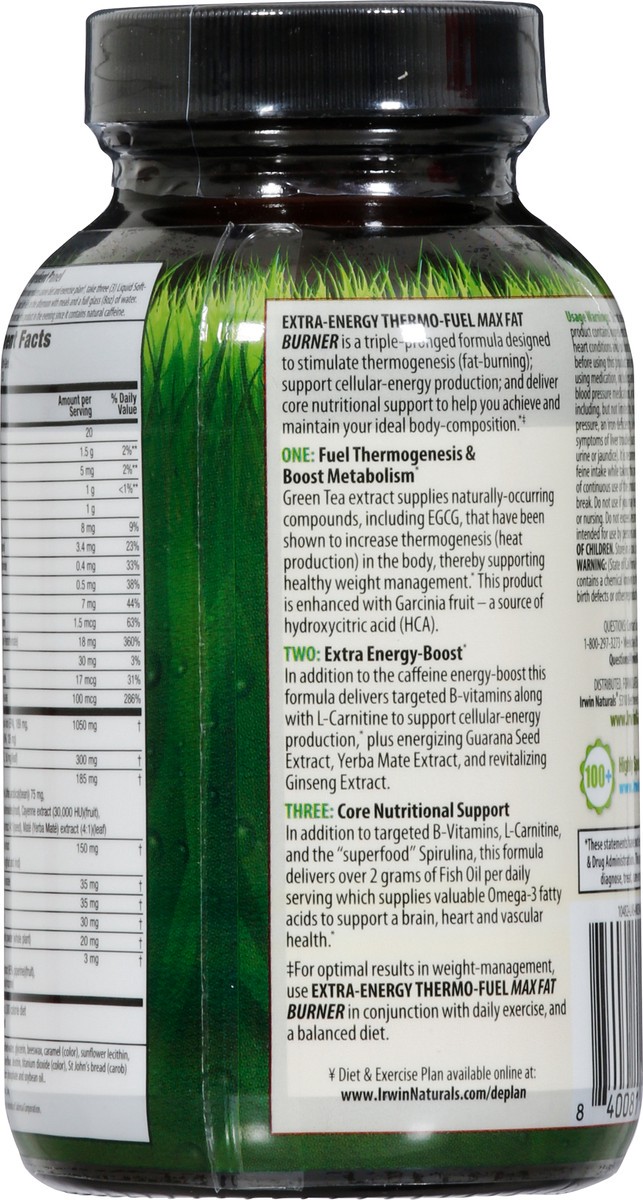 slide 5 of 9, Irwin Naturals Extra-Energy Thermo-Fuel Max Fat Burner 100 Softgels, 100 ct