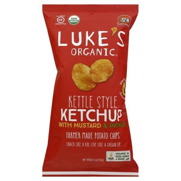 slide 1 of 1, Luke's Organic Kettle Chip Mustard Ketchup, 4 oz