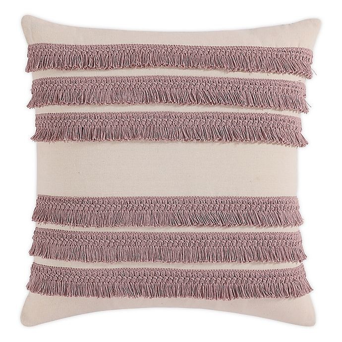 slide 1 of 2, Morgan Home Square Decorative Fringe Throw Pillow Cover - Blush, 1 ct