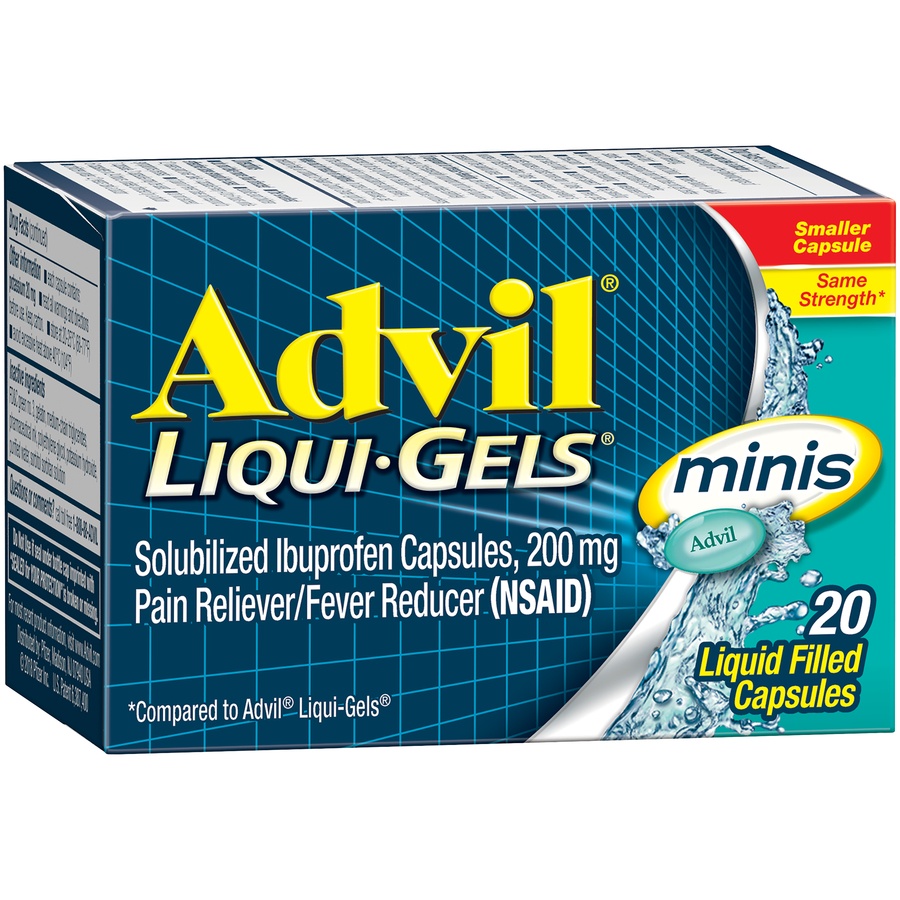 slide 3 of 7, Advil Pain Reliever/Fever Reducer Liqui-Gel Minis - Ibuprofen (NSAID) - 20ct, 20 ct