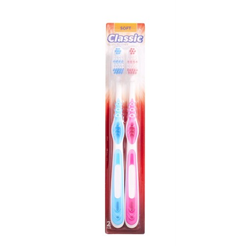 slide 1 of 1, classic toothbrushes, soft, 2 ct