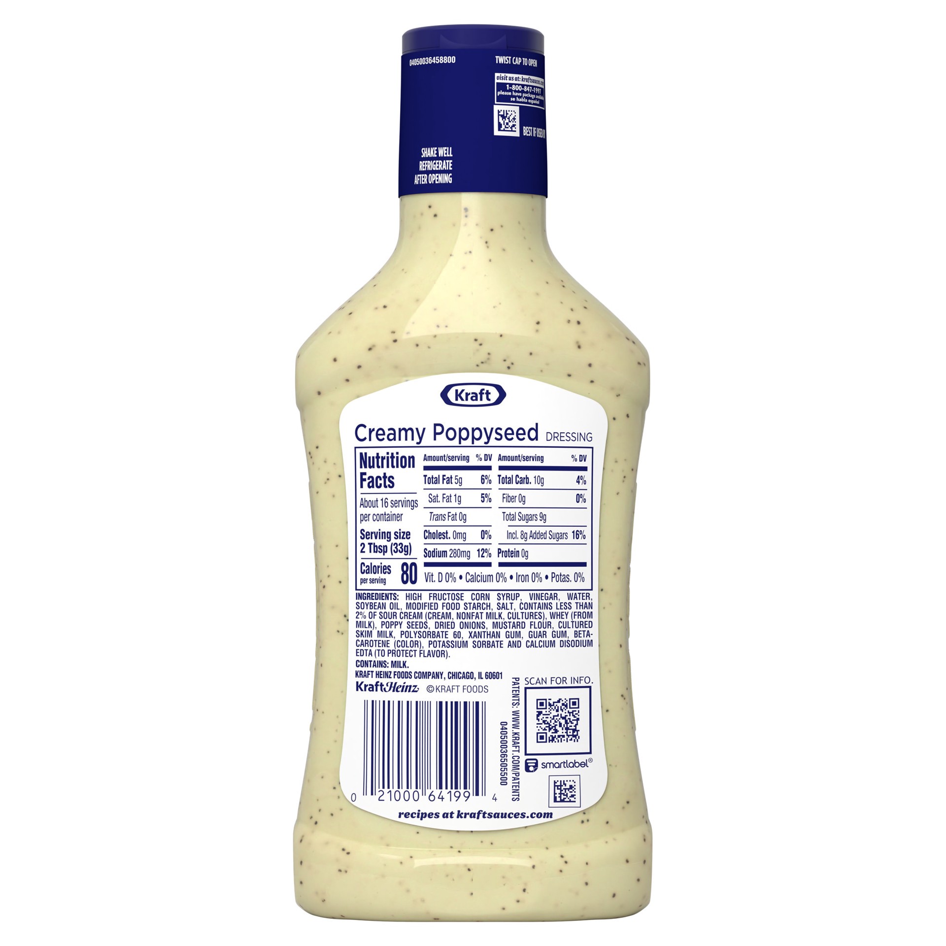 slide 2 of 8, Kraft Creamy Poppyseed Salad Dressing Bottle - 16 Fl. Oz., 16 fl oz