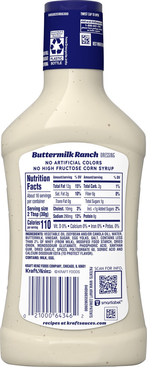 slide 8 of 13, Kraft Buttermilk Ranch Salad Dressing Bottle - 16 Fl. Oz., 16 fl oz