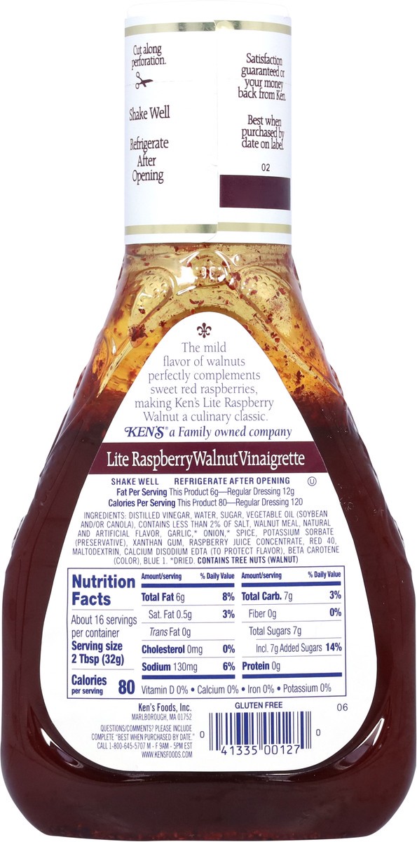 slide 6 of 12, Kens Steak House Dressing Lite Raspberry Walnut Vinaigrette - 16 Fl. Oz., 16 fl oz