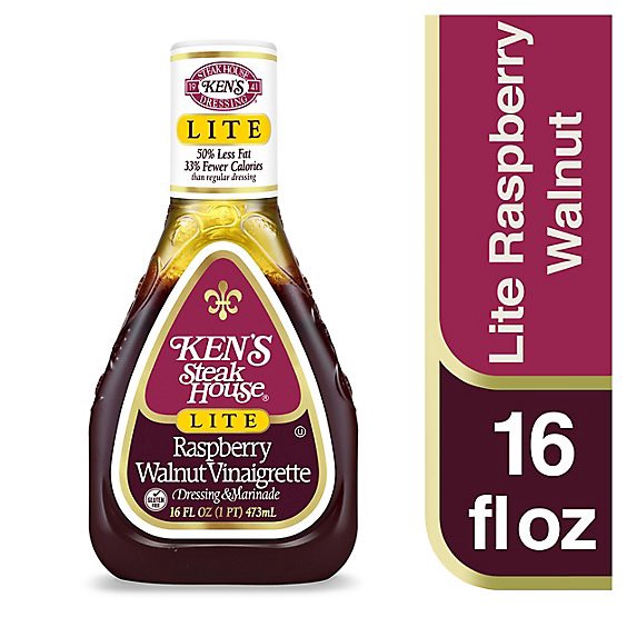 slide 1 of 1, Kens Steak House Dressing Lite Raspberry Walnut Vinaigrette - 16 Fl. Oz., 16 fl oz
