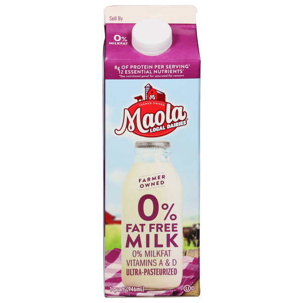 slide 1 of 1, Maola Fat Free Skim Milk, 1 qt
