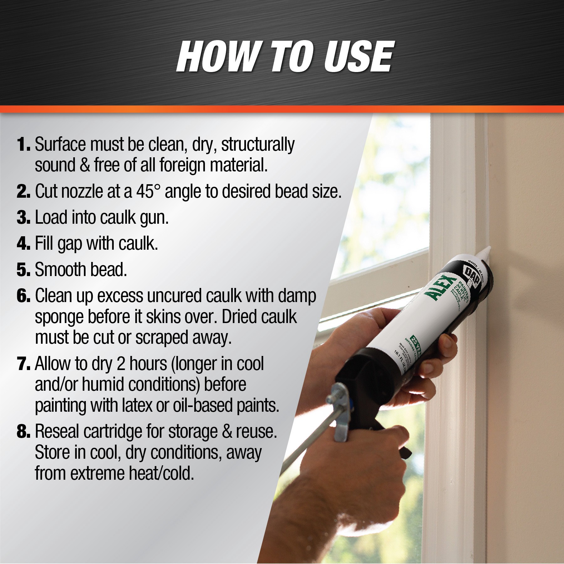 slide 4 of 6, DAP Alex Painter's 10.1-oz Paint and Trim White Paintable Latex Caulk, 1 ct