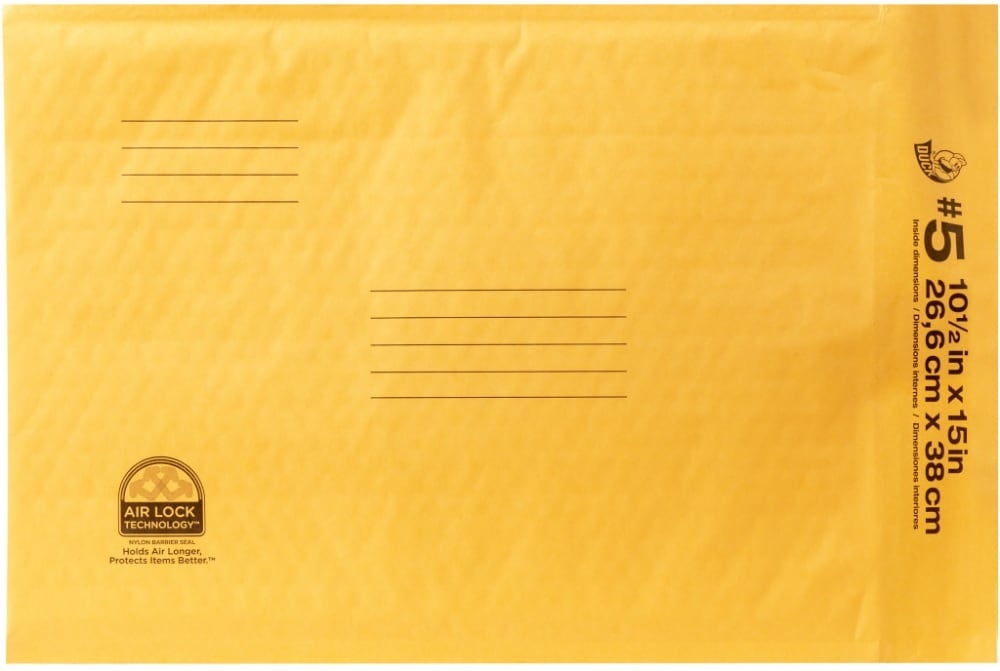 slide 1 of 1, Duck Kraft Bubble Mailer Envelope Yellow, 10.5 in x 15 in