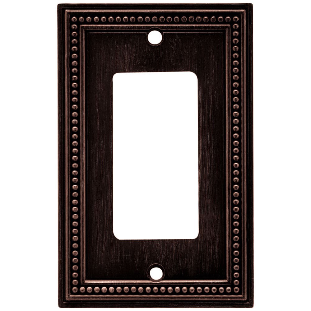 slide 1 of 6, allen + roth Beaded 1 -Gang Midsize Size Venetian bronze Metal Indoor Decorator Wall Plate, 1 ct