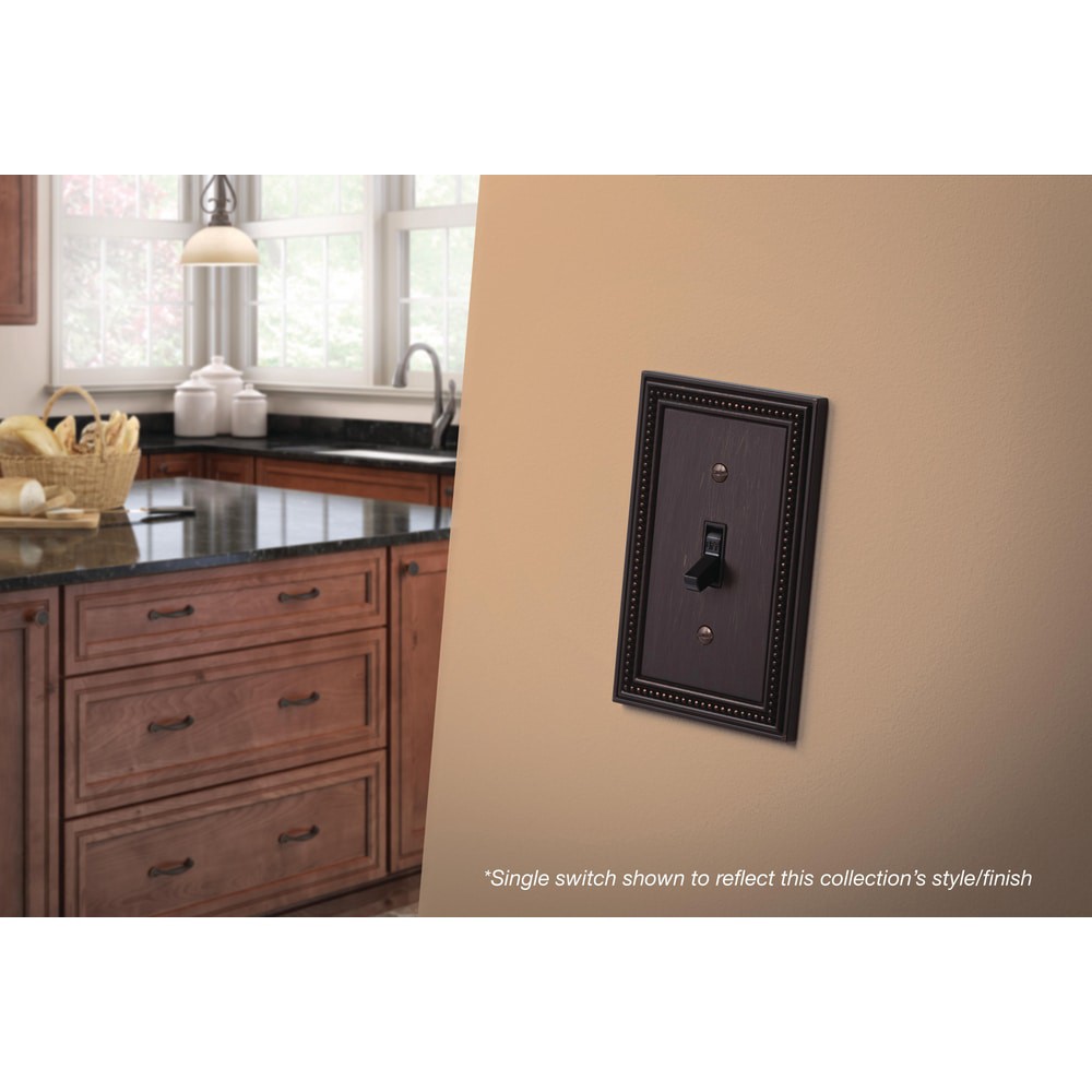 slide 3 of 6, allen + roth Beaded 1 -Gang Midsize Size Venetian bronze Metal Indoor Decorator Wall Plate, 1 ct