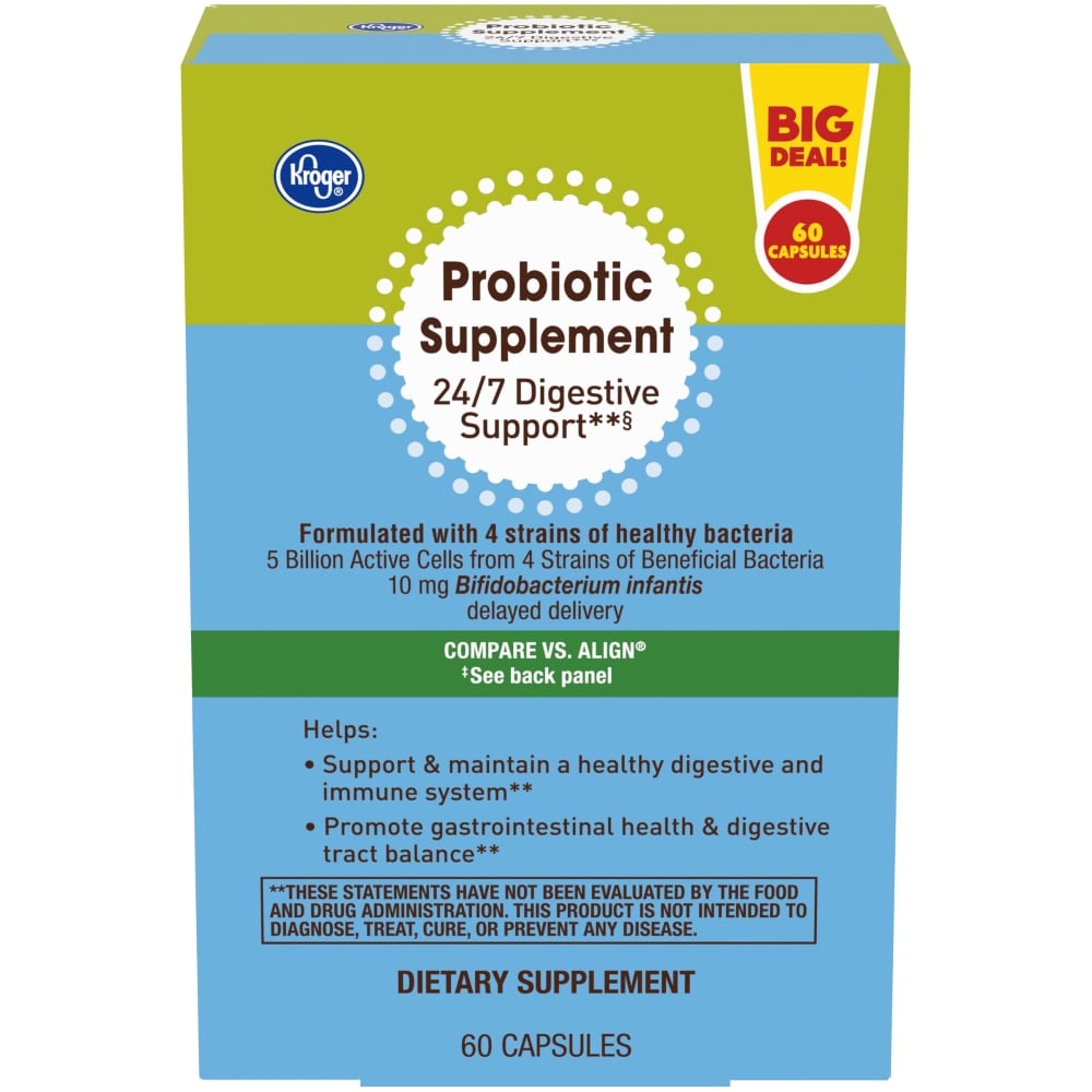 slide 1 of 1, Kroger Probiotic Supplement Capsules 60 Count, 60 ct