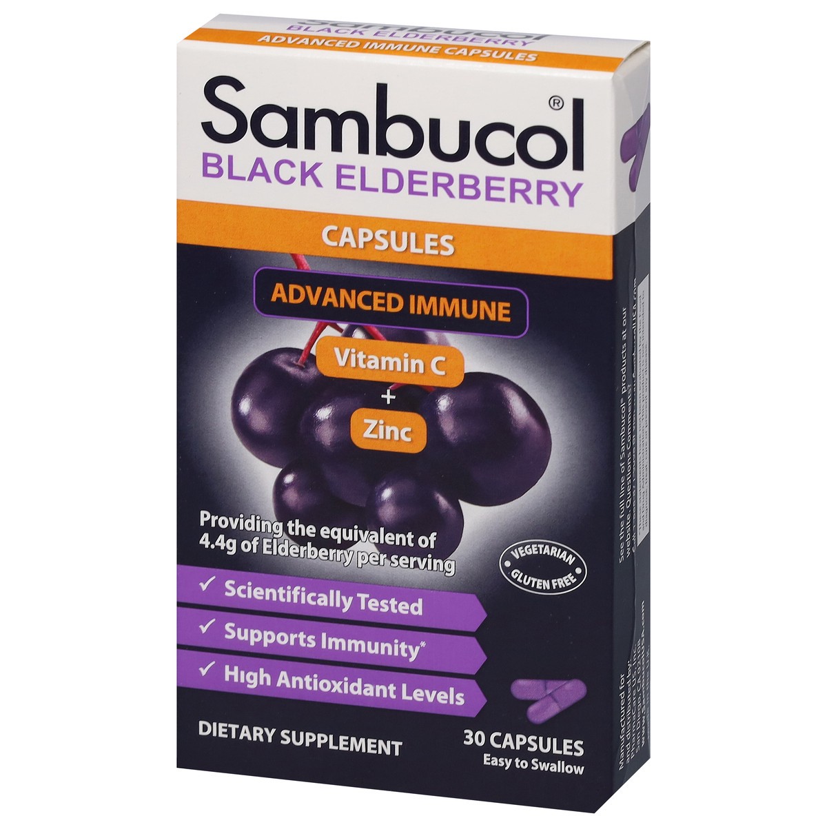 slide 5 of 9, Sambucol Black Elderberry Advanced Immune 30 Capsules, 30 ct