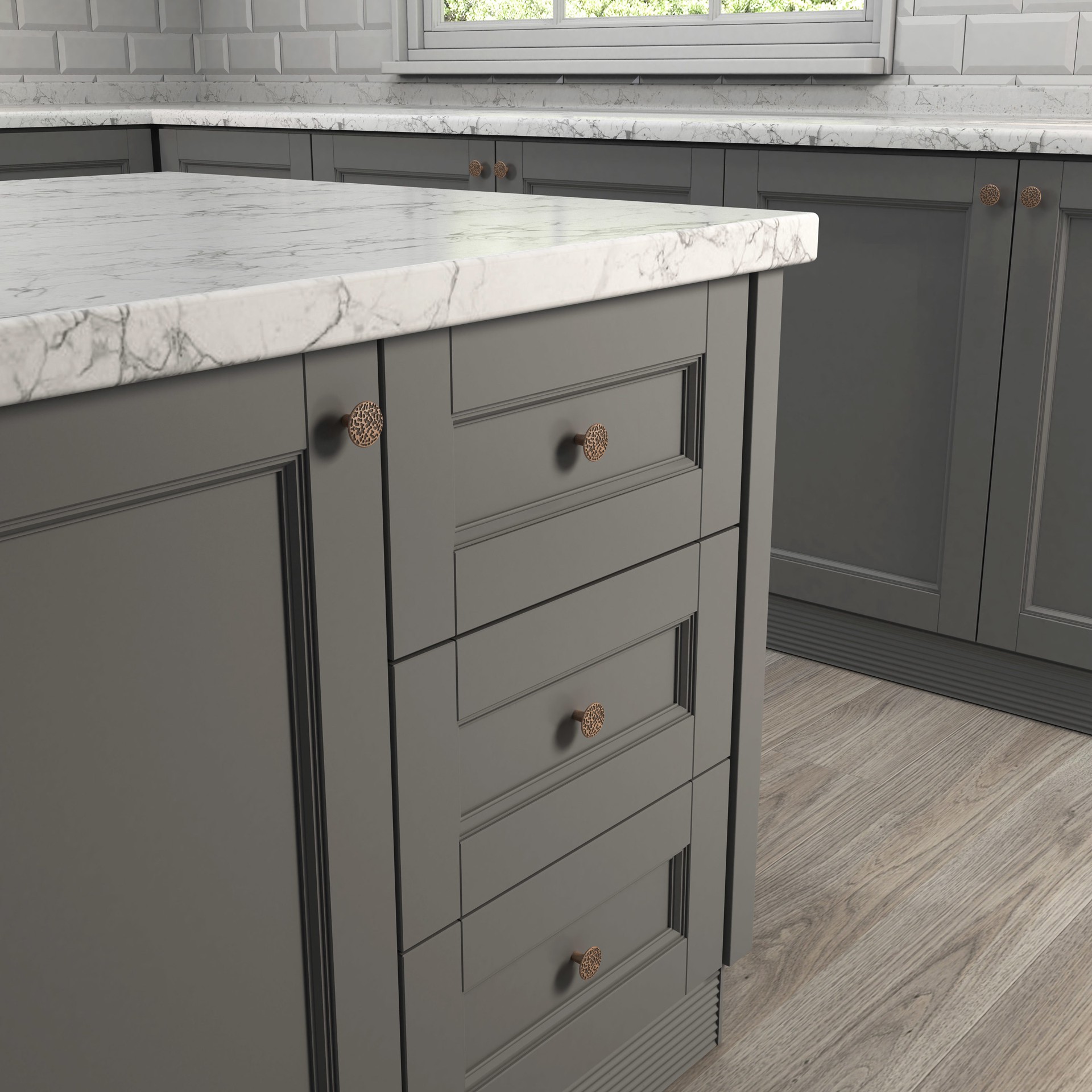 slide 2 of 6, allen + roth 1-1/10-in Aged Copper Round Traditional Cabinet Knob, 1 ct