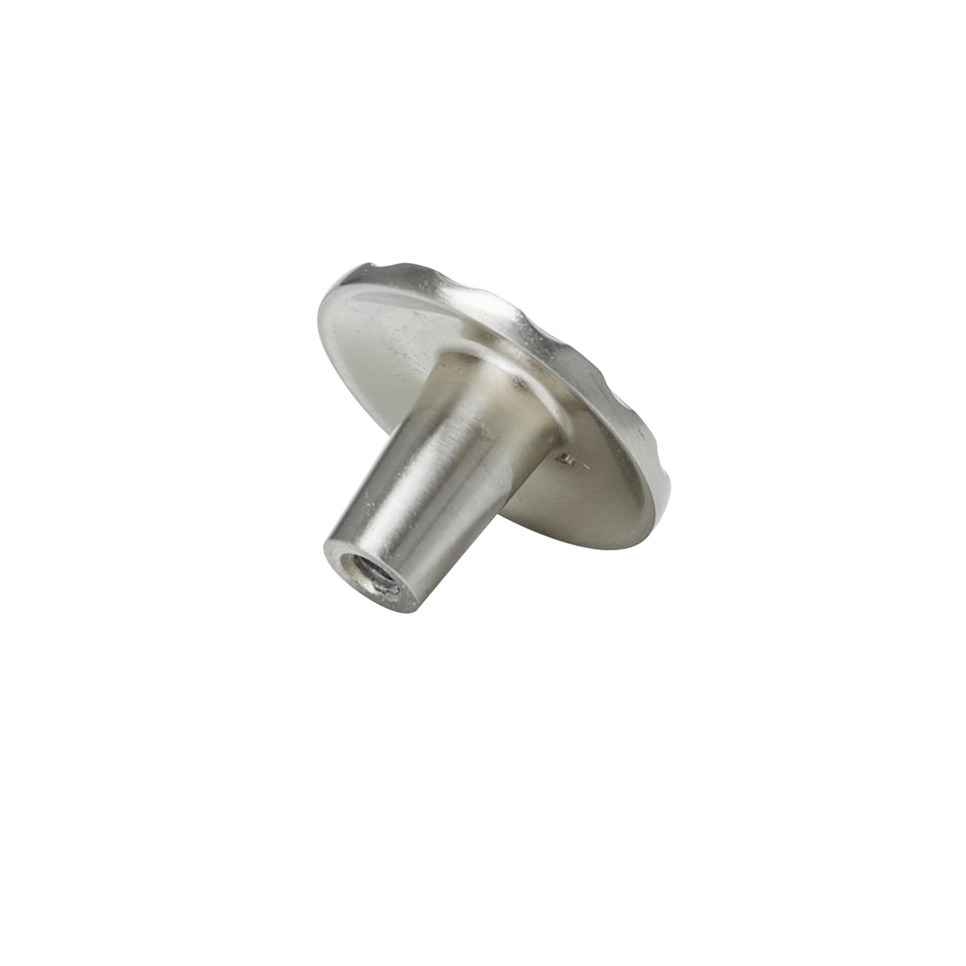 slide 4 of 6, allen + roth 1-1/10-in Satin nickel Round Transitional Cabinet Knob, 1 ct