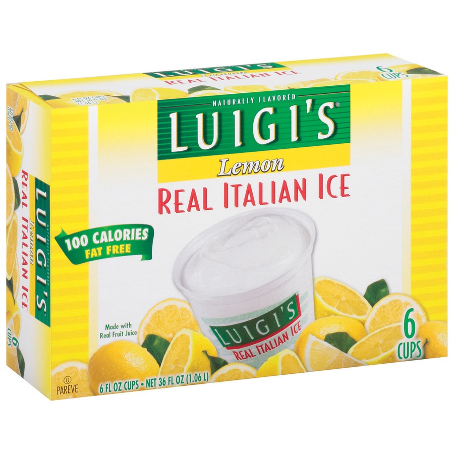 slide 2 of 3, Luigi's Lemon Real Italian Ice 6 - 6 fl oz Cups, 6 ct