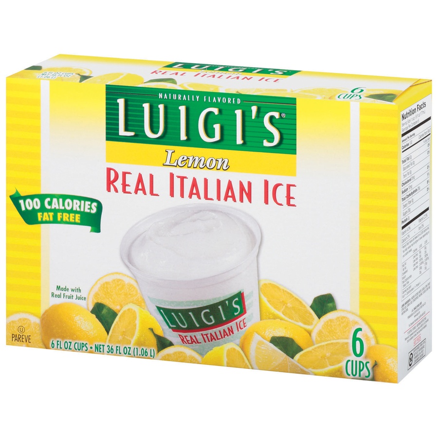 slide 3 of 3, Luigi's Lemon Real Italian Ice 6 - 6 fl oz Cups, 6 ct
