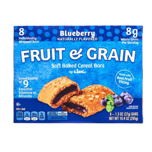 slide 1 of 1, fruit & grain soft baked cereal bars, blueberry flavored, 8 ct; 1.3 oz