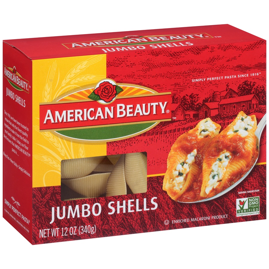 slide 4 of 8, American Beauty Jumbo Pasta Shells, 12 oz