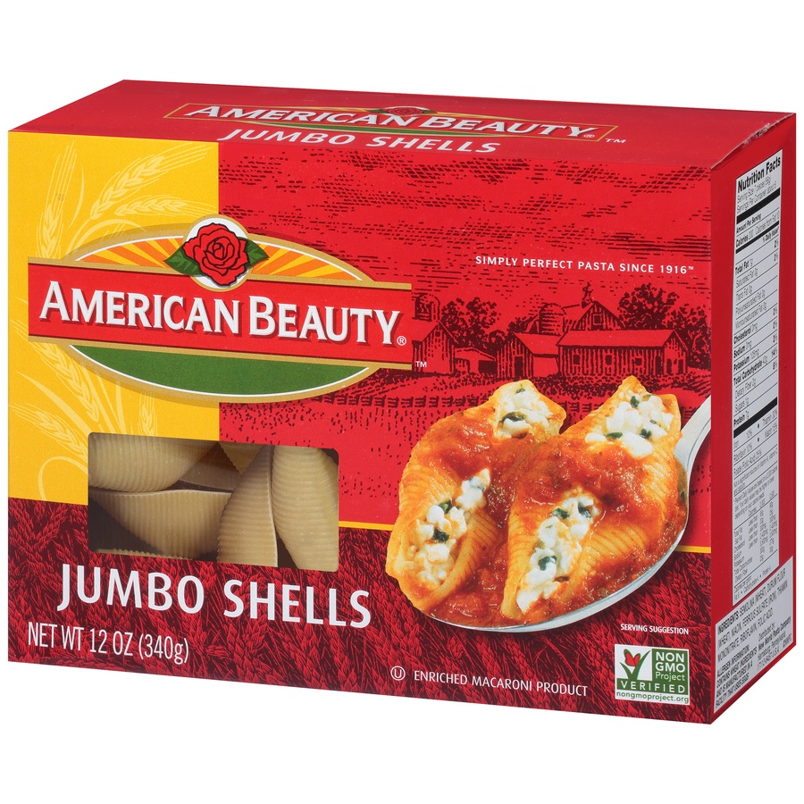 slide 2 of 8, American Beauty Jumbo Pasta Shells, 12 oz