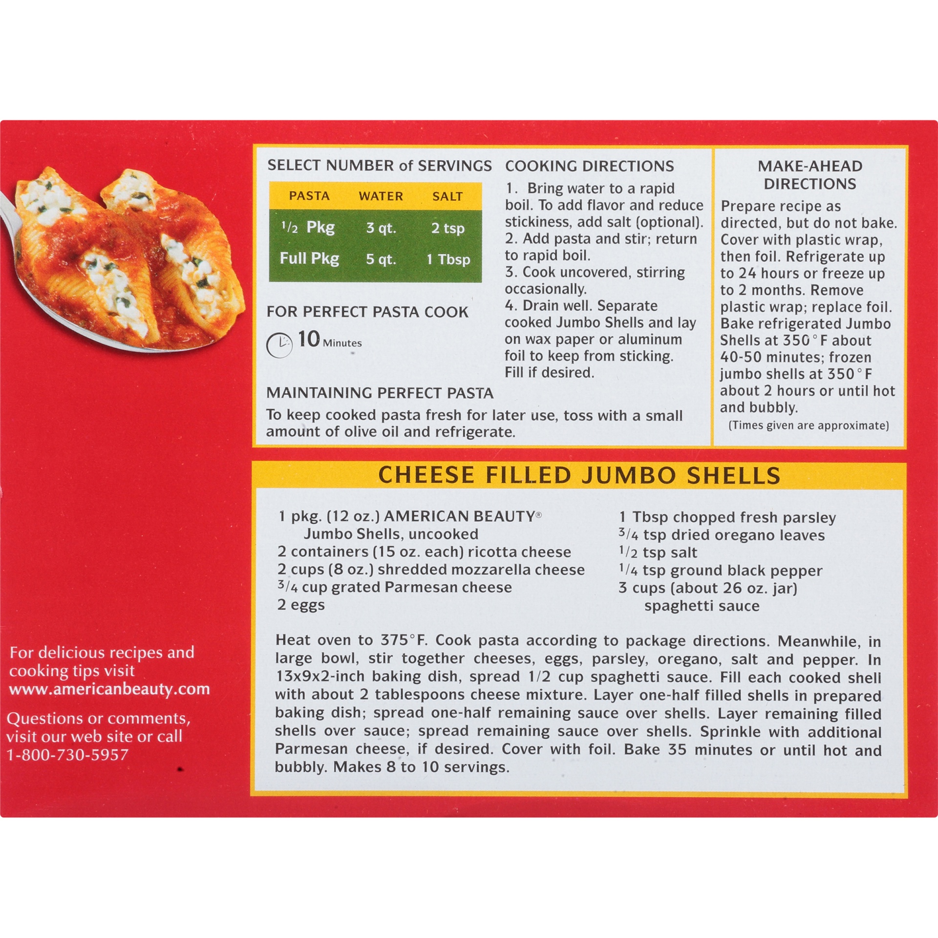 slide 5 of 8, American Beauty Jumbo Pasta Shells, 12 oz