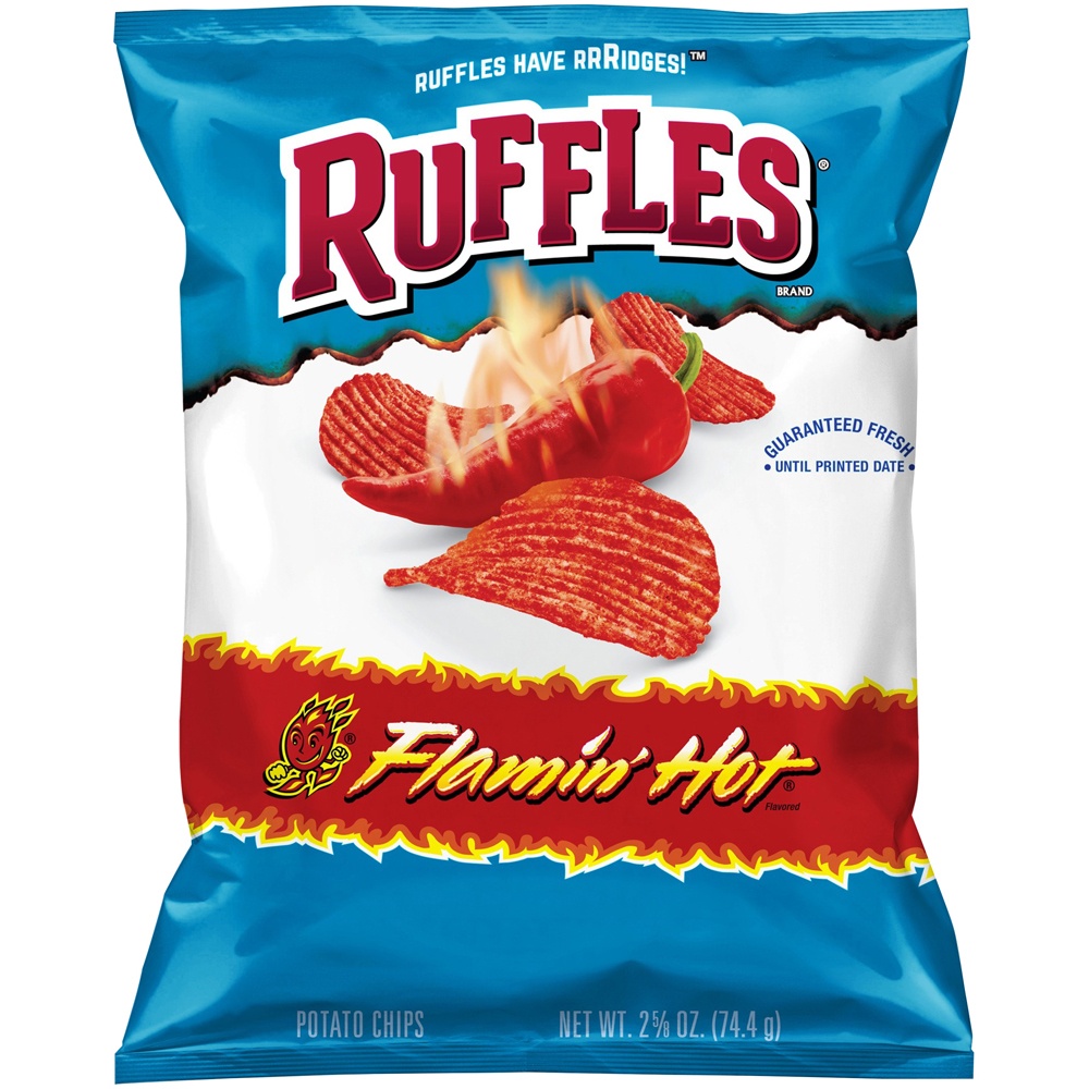 slide 2 of 4, Ruffles Flamin' Hot Potato Chips, 2.6 oz