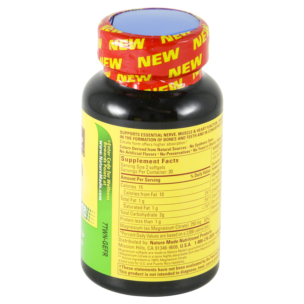 Nature Made Magnesium Citrate 250mg Muscle, Nerve, Bone & Heart Support