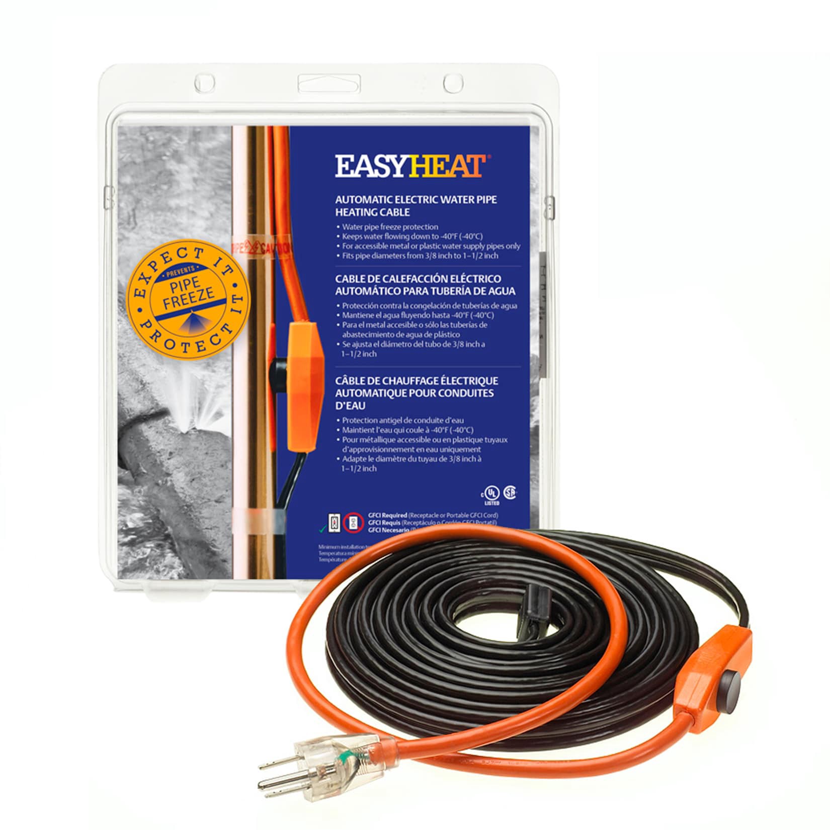 slide 1 of 6, EasyHeat AHB 30.0-ft 210 -Watt Pipe heat cable, 1 ct