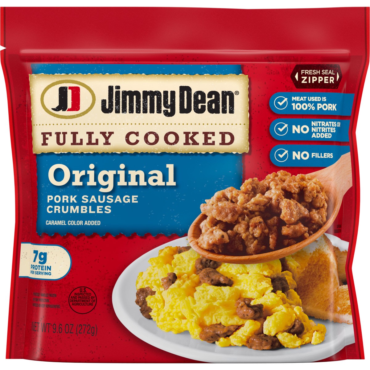 slide 1 of 8, Jimmy Dean Fully Cooked Original Breakfast Sausage Crumbles, 9.6 oz, 9.6 oz