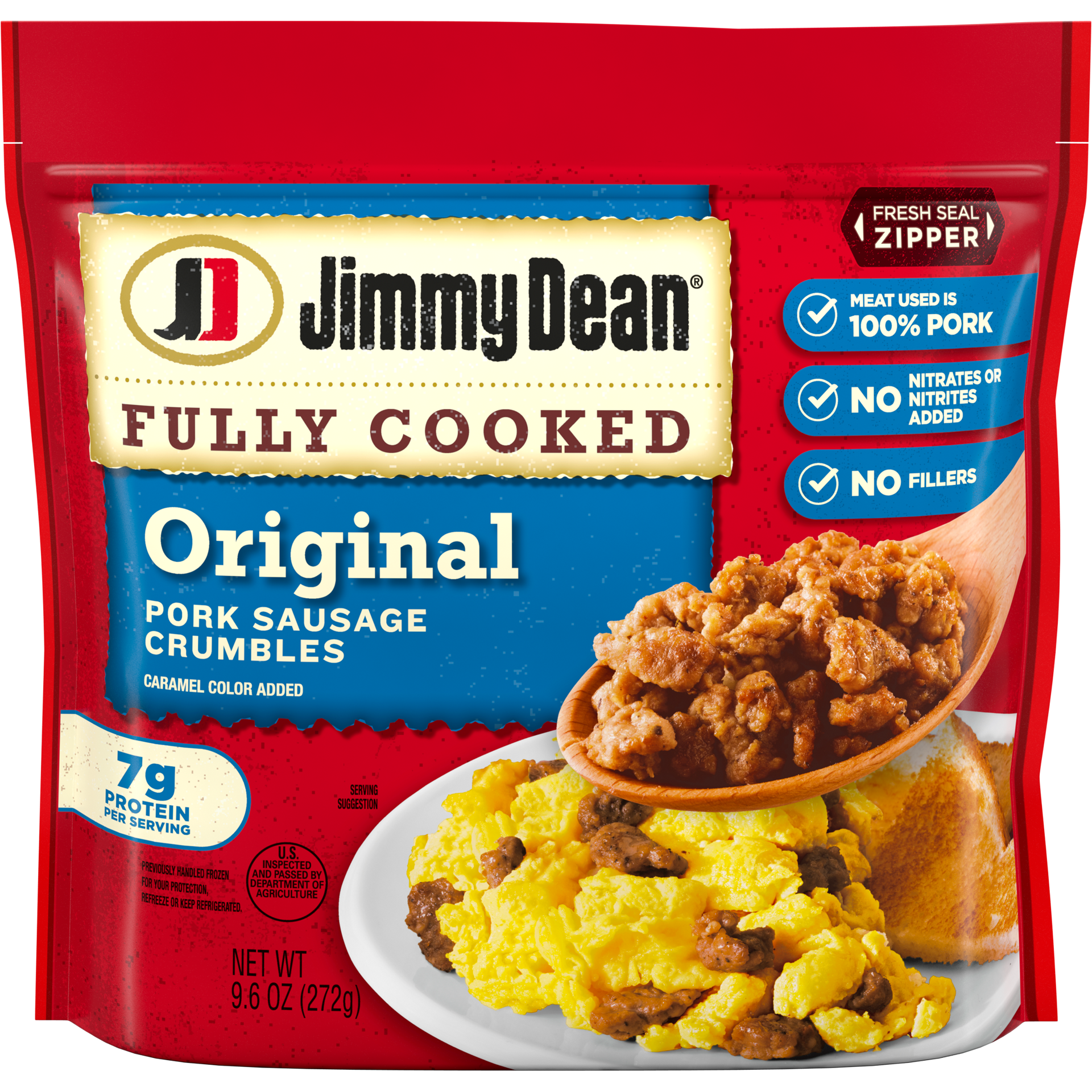 slide 1 of 6, Jimmy Dean Fully Cooked Original Breakfast Sausage Crumbles, 9.6 oz, 9.6 oz