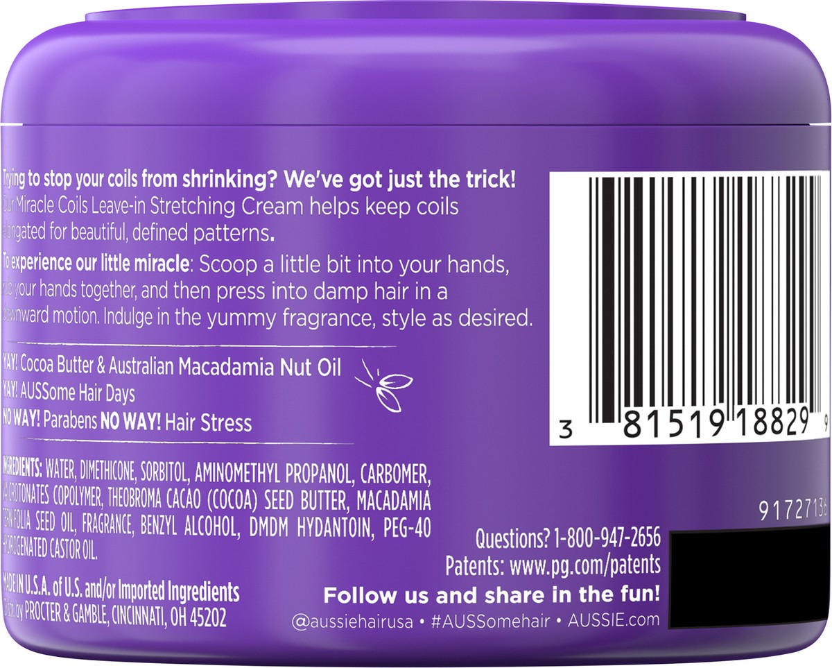 slide 2 of 3, Aussie Miracle Coils Sulfate-Free Leave-In Stretching Balm with Cocoa Butter 7.6 fl oz, 7.60 fl oz