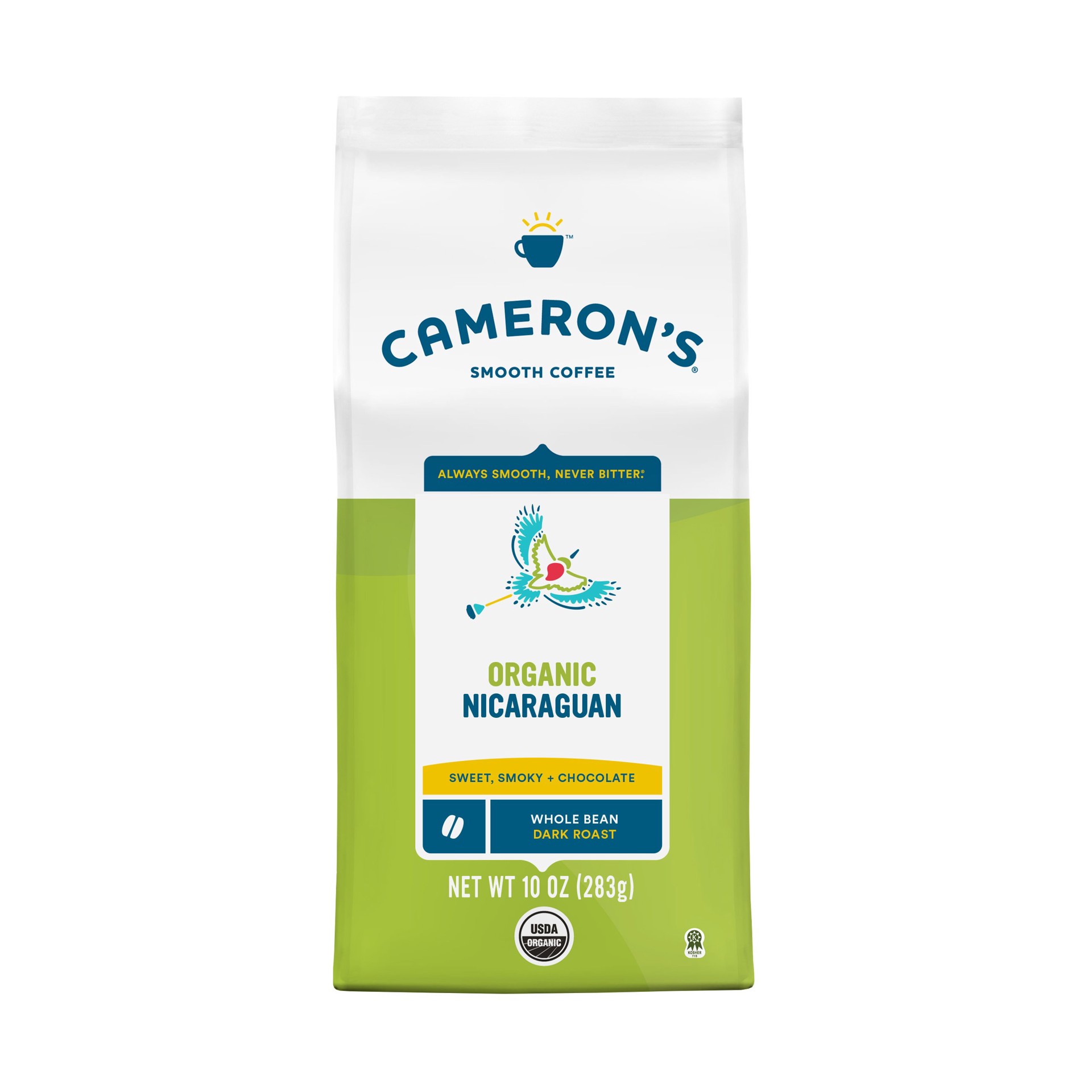 slide 1 of 1, Cameron's Organic Nicaraguan Dark Roast Whole Bean Coffee, 10 oz
