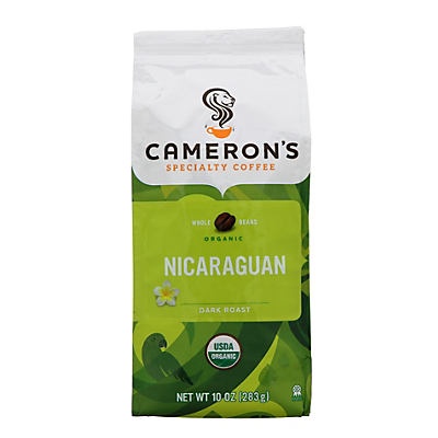 slide 1 of 1, Cameron's Organic Whole Bean Nicaraguan Dark Roast, 10 oz