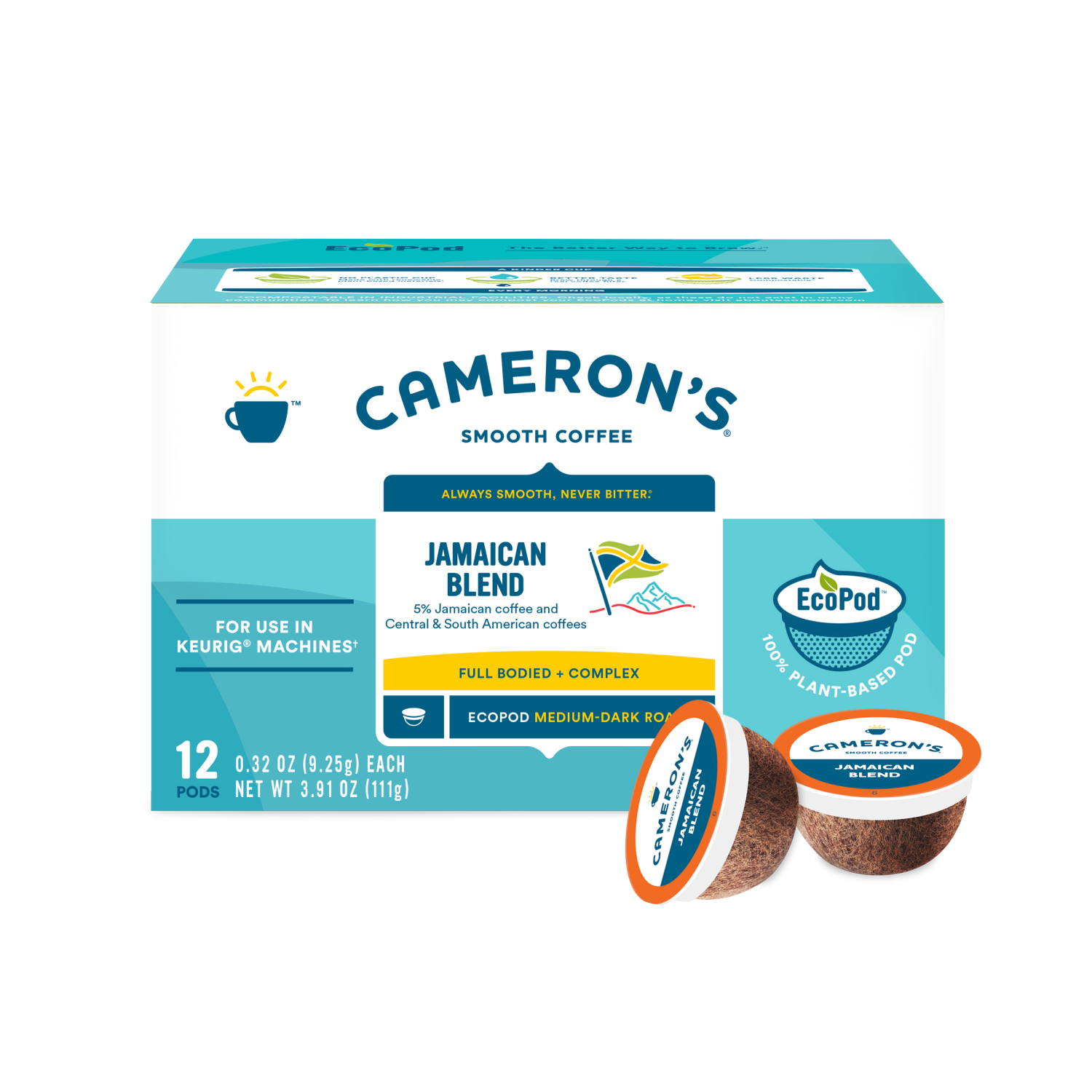 slide 1 of 3, Cameron's EcoPods Smooth Medium-Dark Roast Jamaica Blend Coffee 12 - 0.32 oz Pods, 12 ct