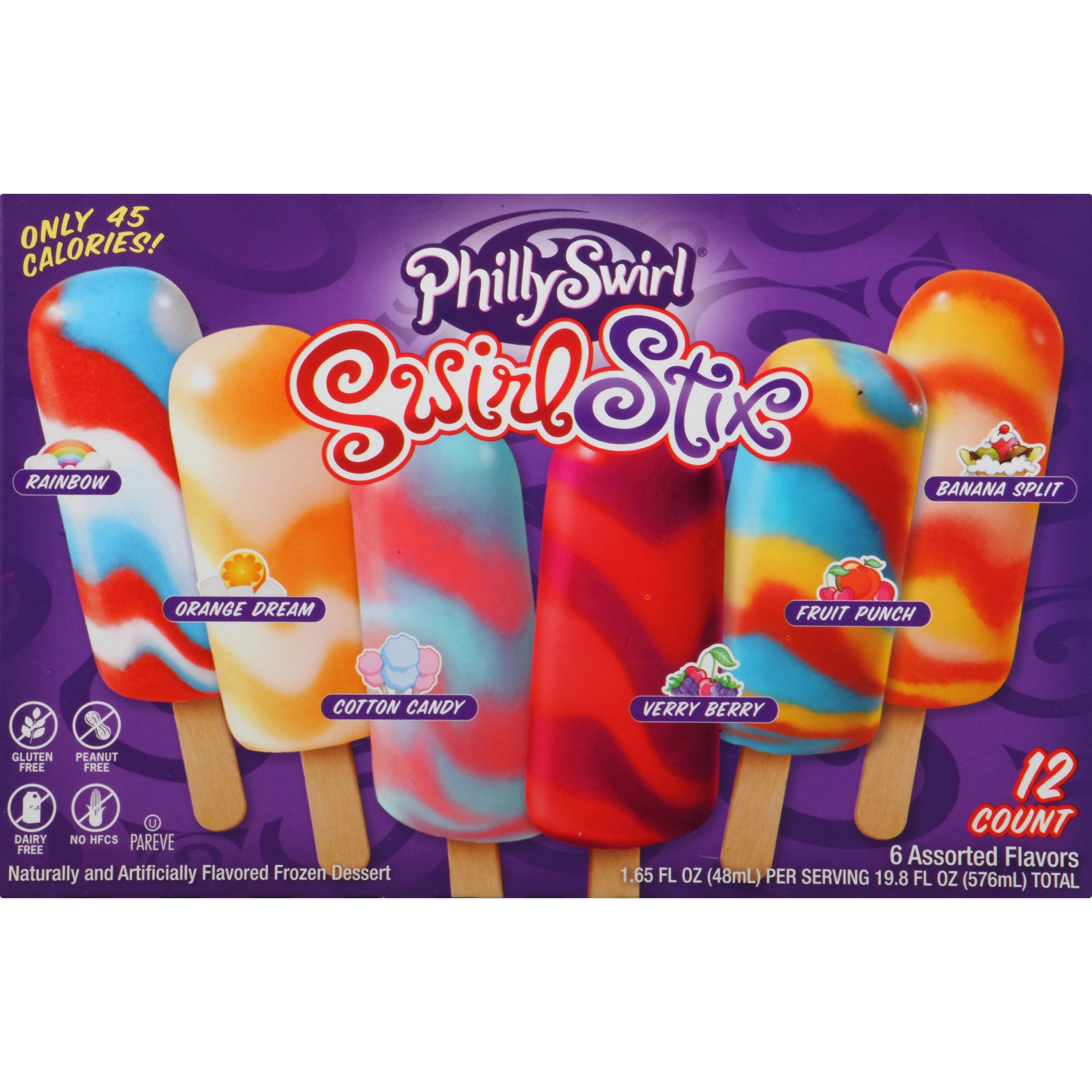 slide 6 of 8, PhillySwirl SwirlStix Assorted Flavors Ice Pops 12 - 1.65 fl oz Packs, 12 ct