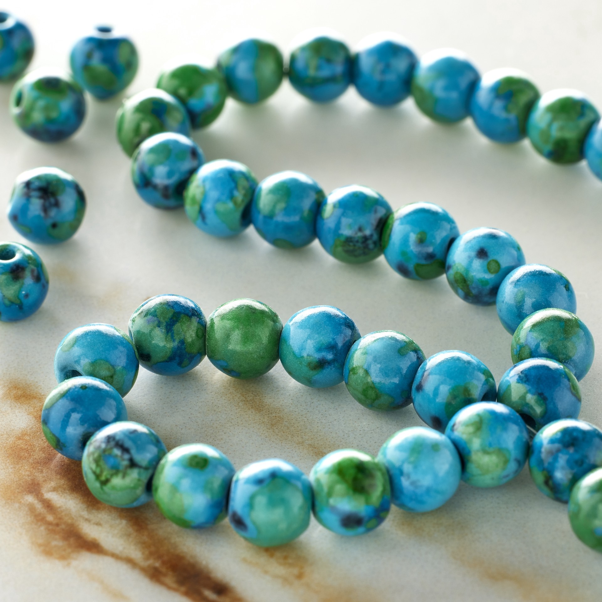 slide 3 of 3, Aqua Reconstituted Stone Round Beads, 6mm By Bead Landing, 6 mm