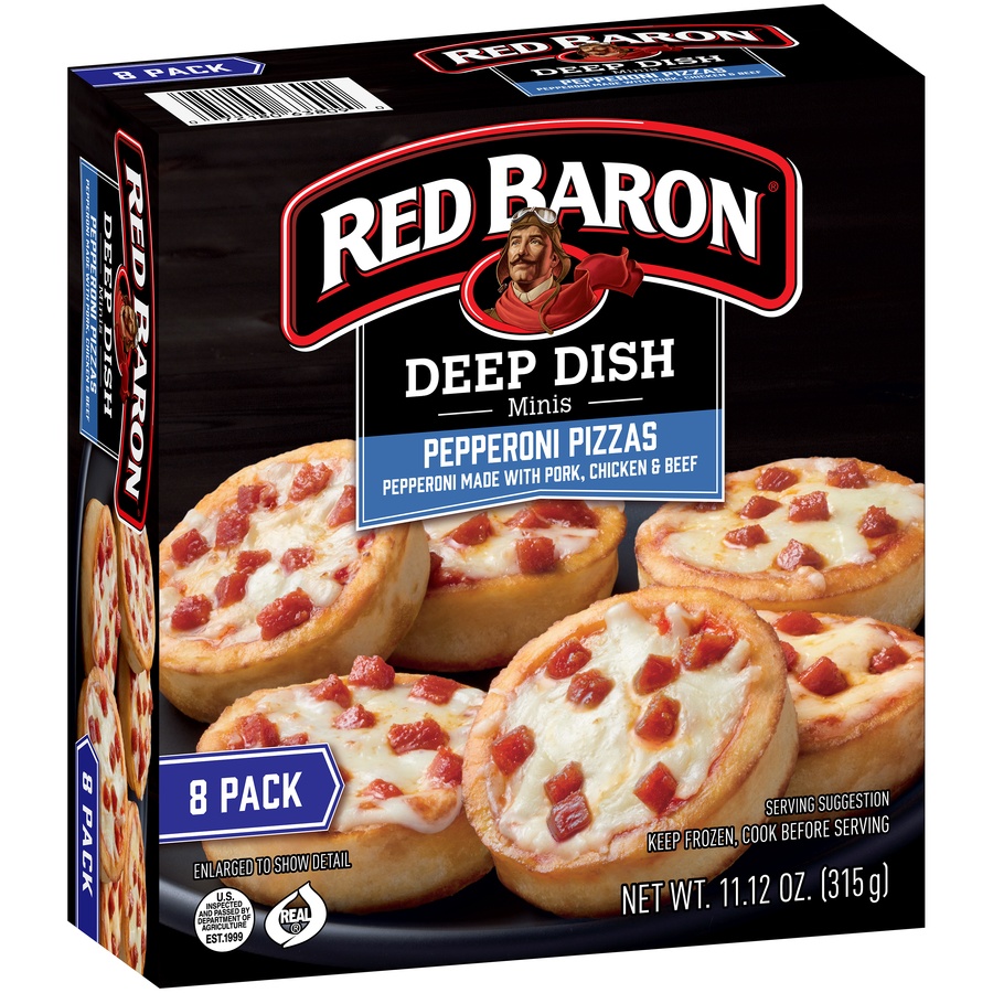 slide 2 of 8, Red Baron Singles Deep Dish Pepperoni Pizzas, 2 ct; 11.12 oz