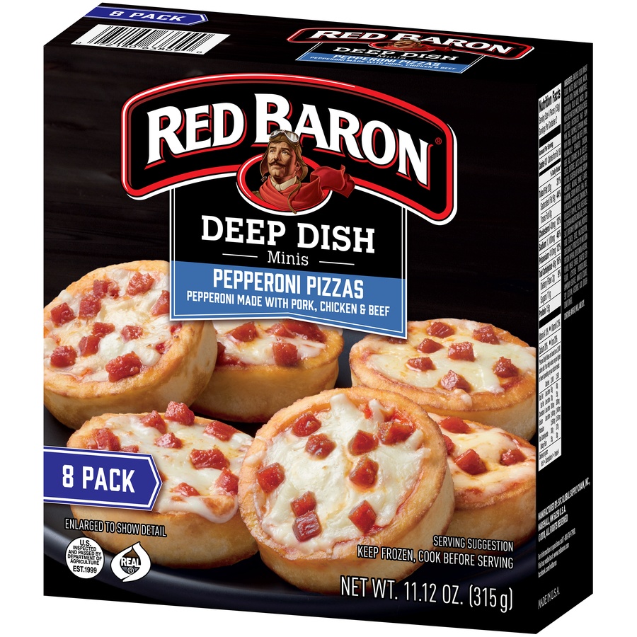 slide 3 of 8, Red Baron Singles Deep Dish Pepperoni Pizzas, 2 ct; 11.12 oz