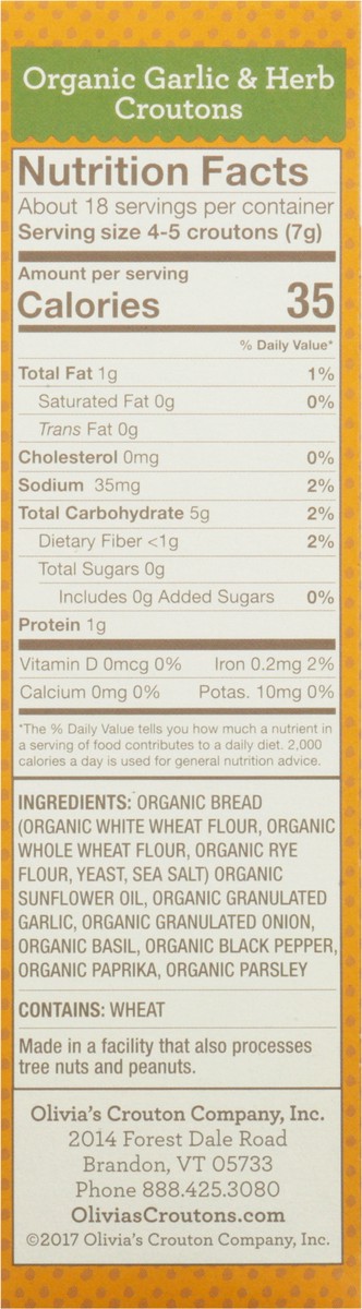 slide 14 of 14, Olivia's Organic Garlic & Herb Croutons 4.5 oz, 4.5 oz