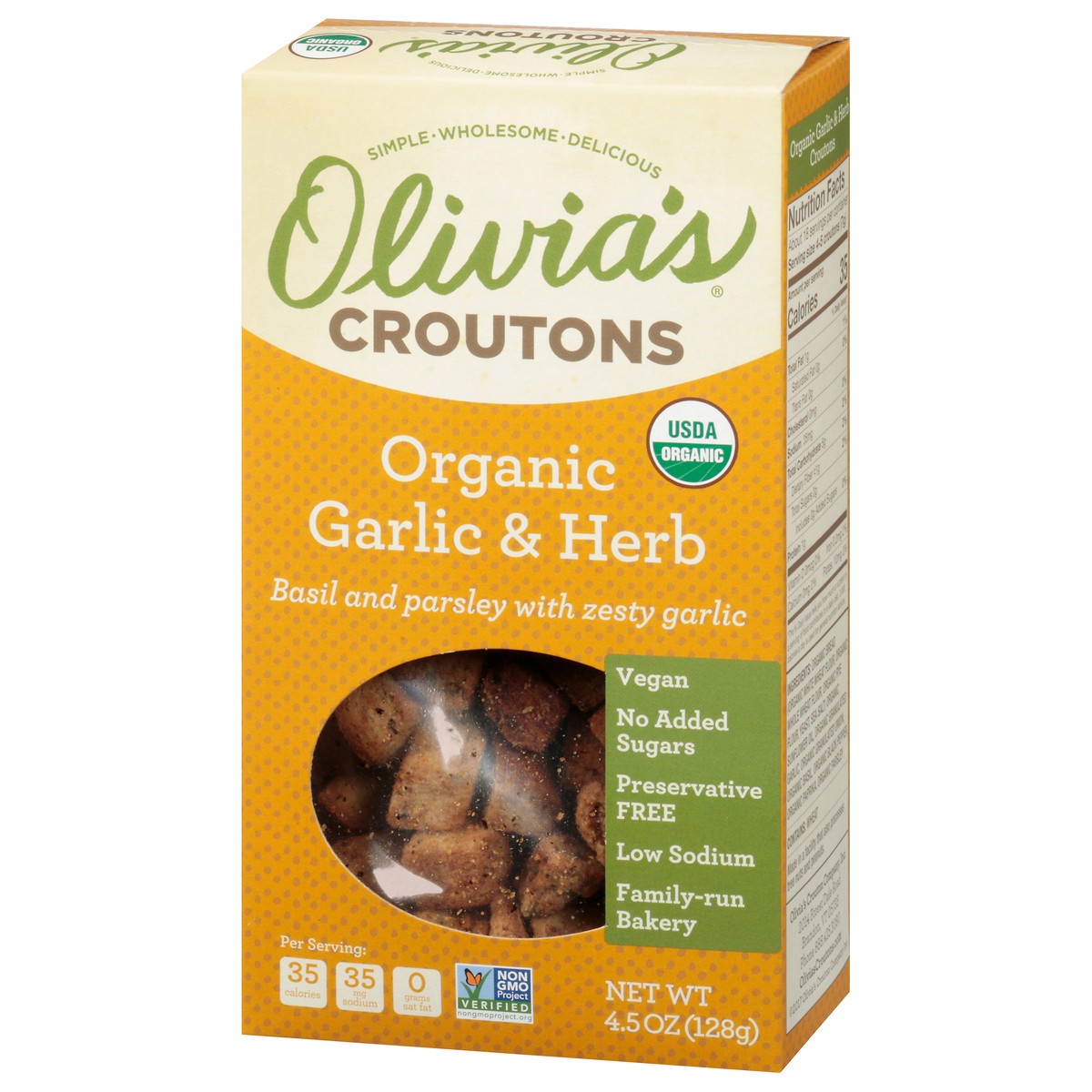 slide 12 of 14, Olivia's Organic Garlic & Herb Croutons 4.5 oz, 4.5 oz