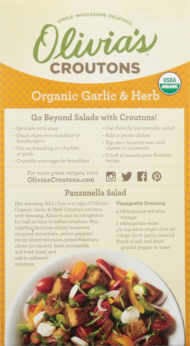 slide 10 of 14, Olivia's Organic Garlic & Herb Croutons 4.5 oz, 4.5 oz