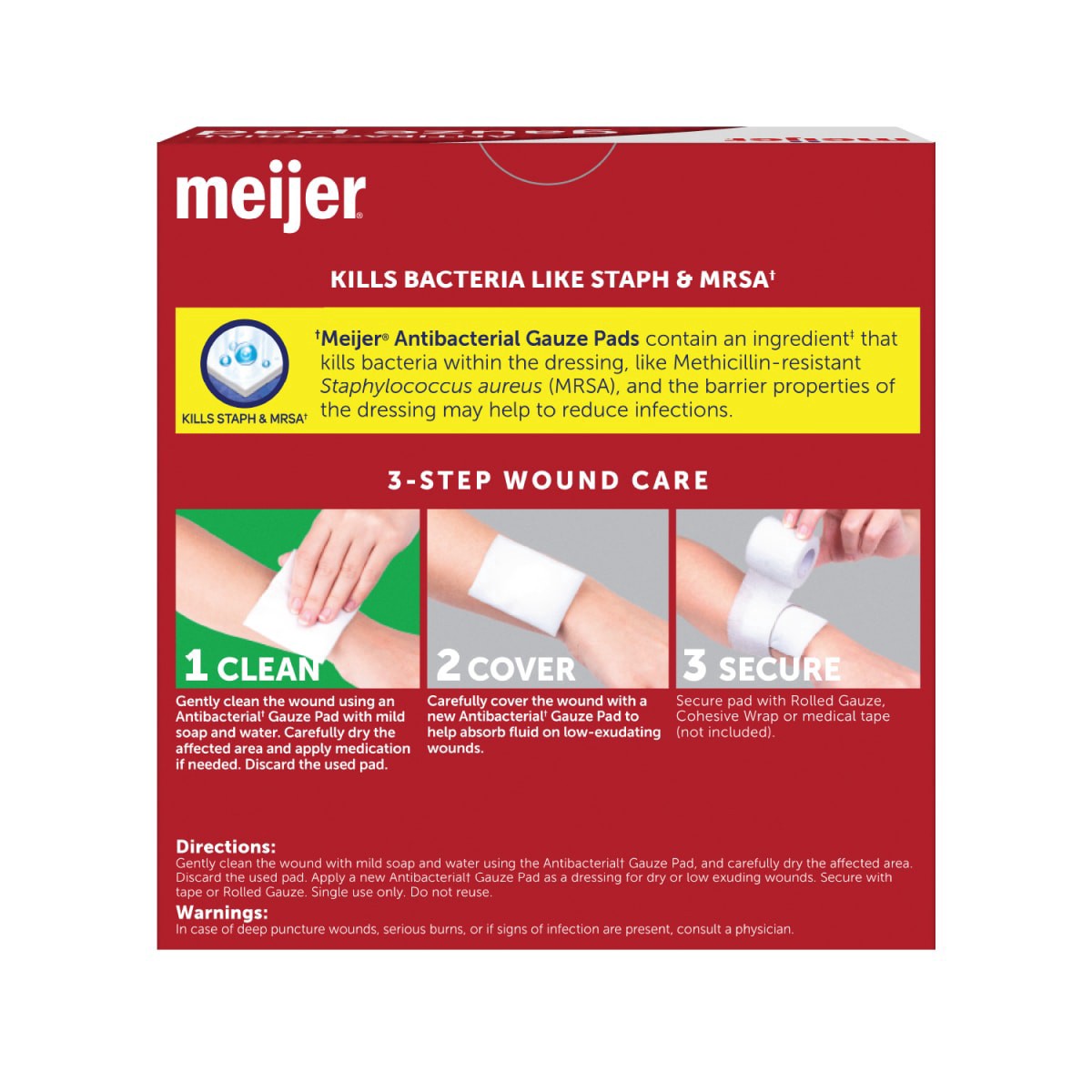 slide 9 of 13, Meijer Antibacterial Gauze Pad, 24 Pads, 24 CX     