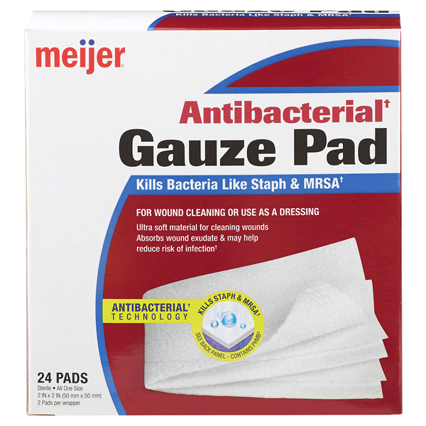 Meijer Antibacterial Gauze Pad, 24 Pads 24 CX Shipt