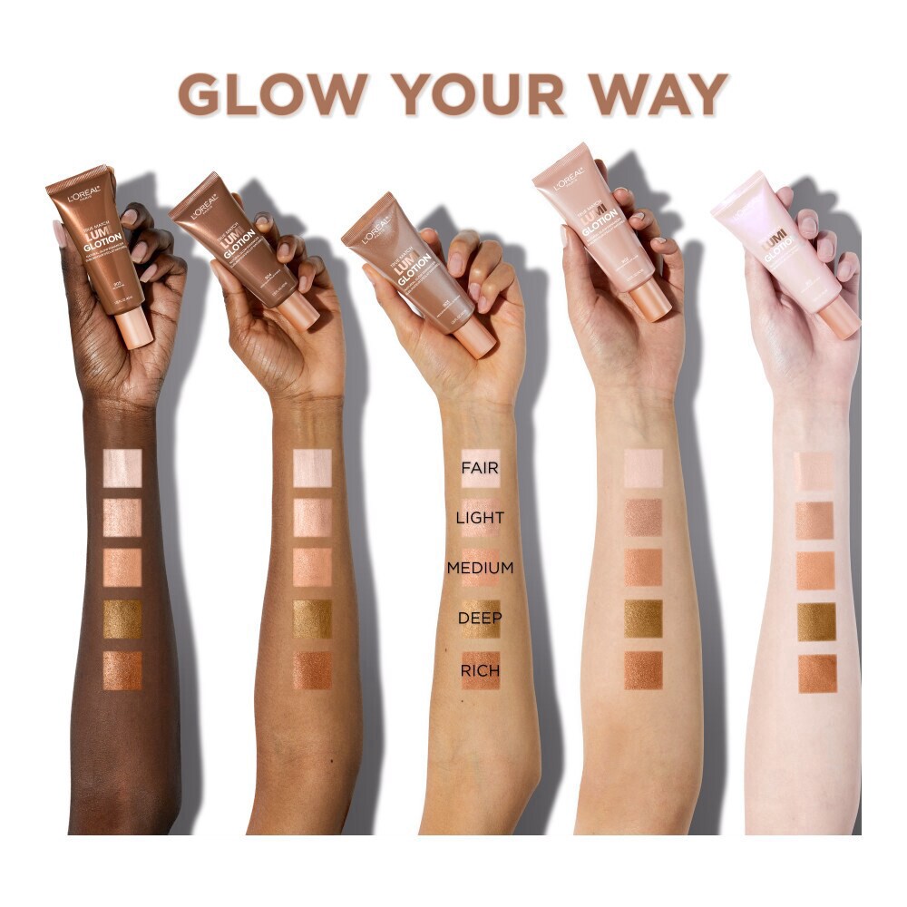 slide 4 of 6, L'Oreal Paris True Match Lumi Glotion Face and Body Natural Glow Enhancer 903 Medium, 1.35 fl oz