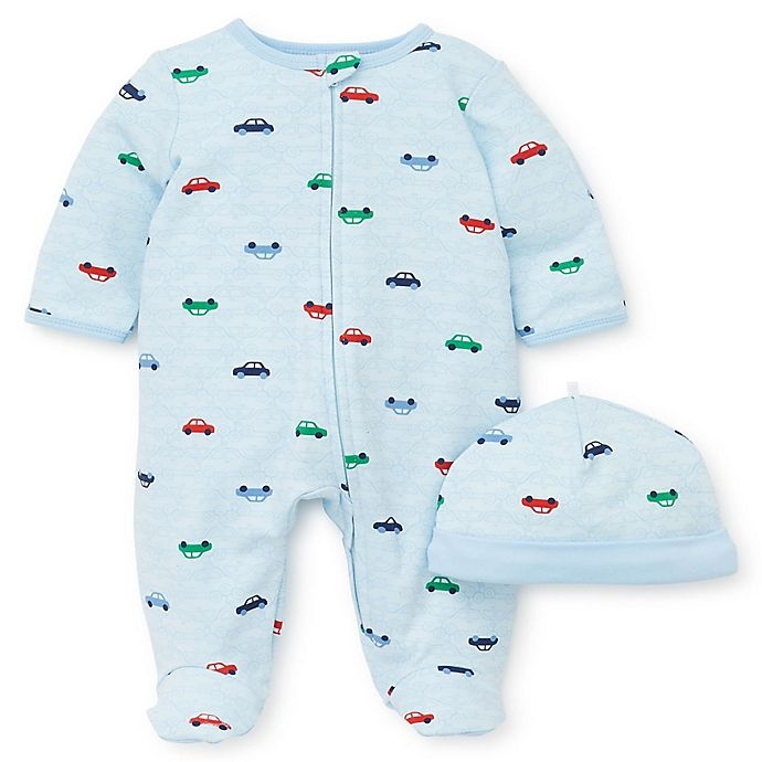 slide 1 of 2, Little Me Newborn Colorful Cars Footie and Hat Set - Blue, 2 ct