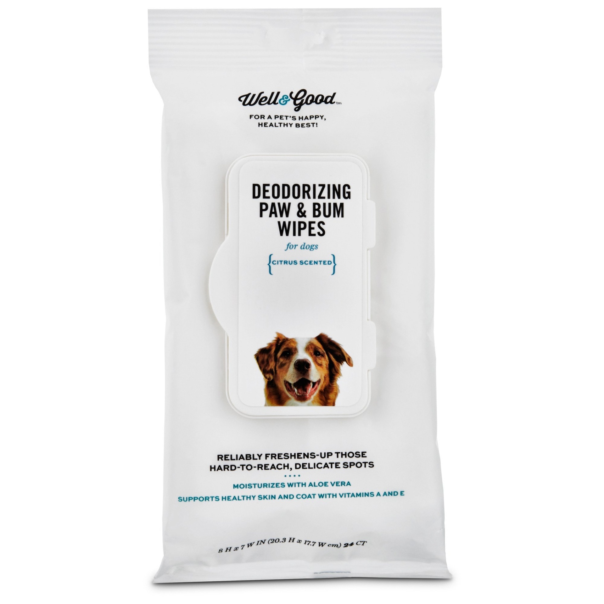 slide 1 of 1, Well & Good Deodorizing Paw and Bum Dog Wipes, 24 ct